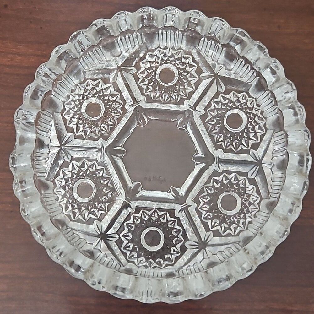 Sunburst Clear Glass Tapas Dish With Scalloped Edges, Ashtray